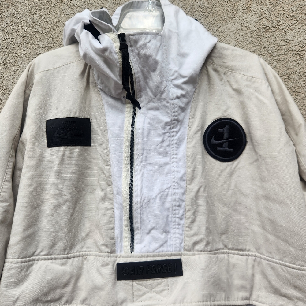 NIKE Air Force Jacket Men's Large White Pullover Half Zip Snowboard Ski Hoodie - Picture 2 of 16